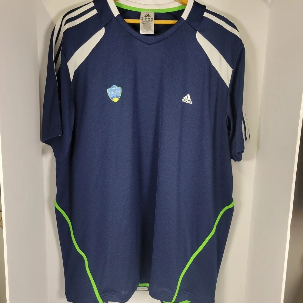 Adidas Mens W&S Open Cincinnati ClimaCool Tennis Shirt Navy Blue 2XL SS